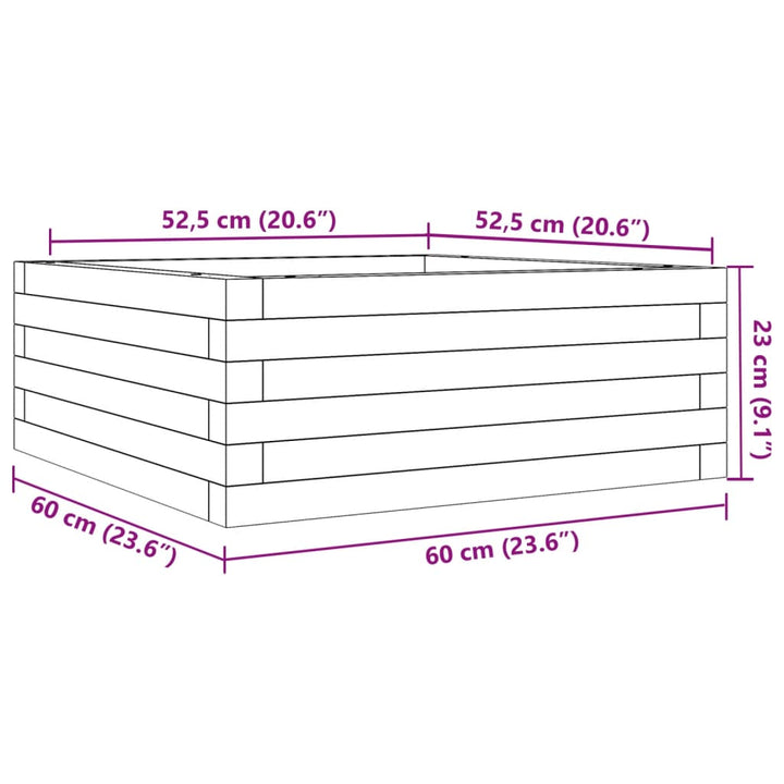 plantekasse 60x60x23 cm massivt fyrretræ hvid
