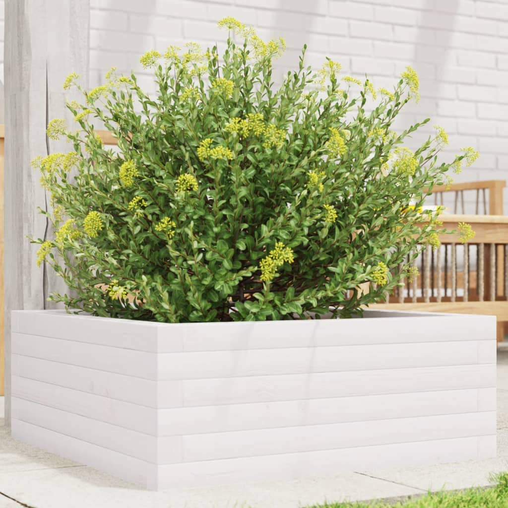 plantekasse 60x60x23 cm massivt fyrretræ hvid