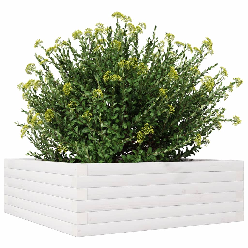 plantekasse 70x70x23 cm massivt fyrretræ hvid