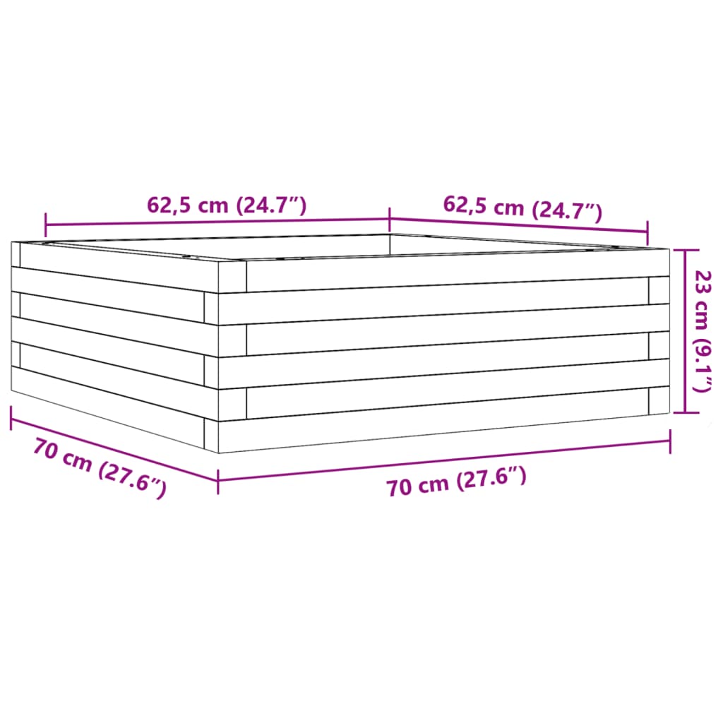 plantekasse 70x70x23 cm massivt douglasgran