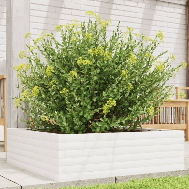 plantekasse 80x80x23 cm massivt fyrretræ hvid