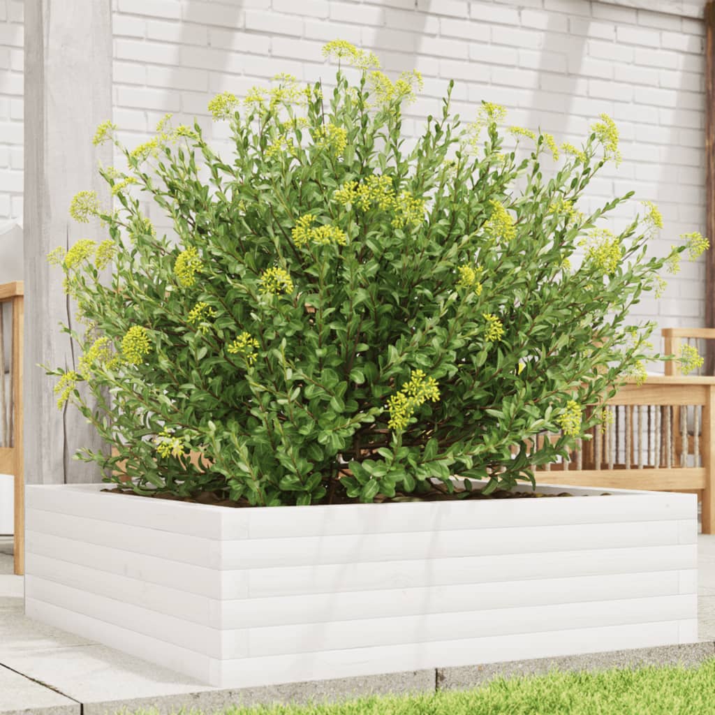 plantekasse 80x80x23 cm massivt fyrretræ hvid