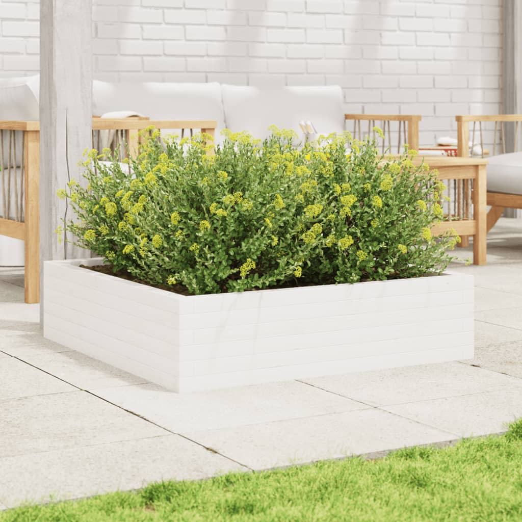 plantekasse 90x90x23 cm massivt fyrretræ hvid