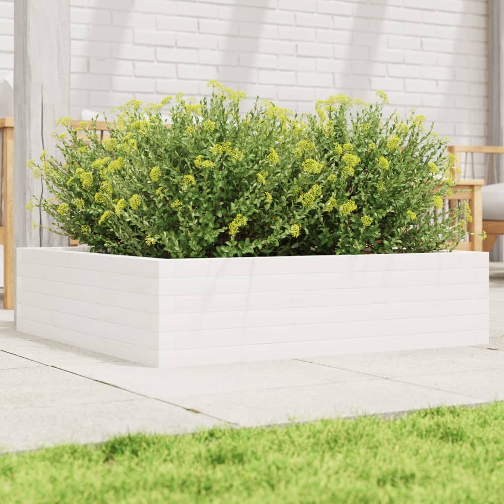 plantekasse 90x90x23 cm massivt fyrretræ hvid