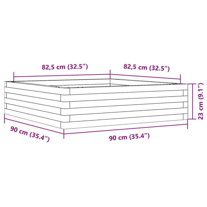 plantekasse 90x90x23 cm massivt fyrretræ gyldenbrun