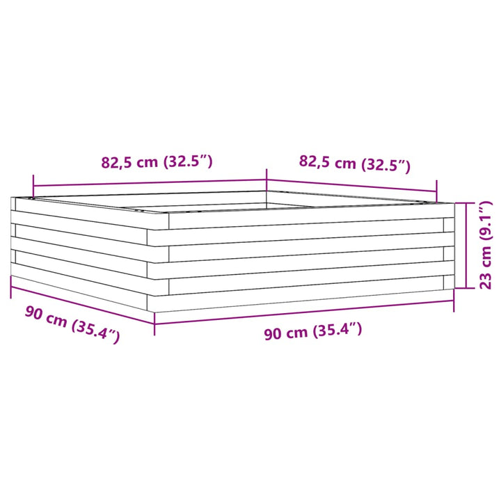 plantekasse 90x90x23 cm imprægneret fyrretræ