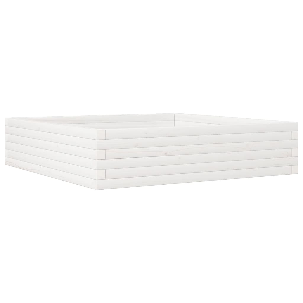plantekasse 100x100x23 cm massivt fyrretræ hvid