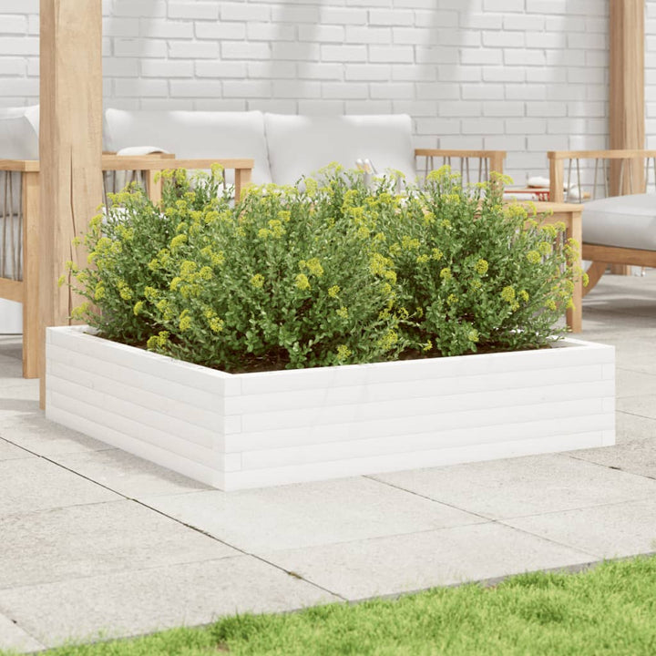 plantekasse 100x100x23 cm massivt fyrretræ hvid