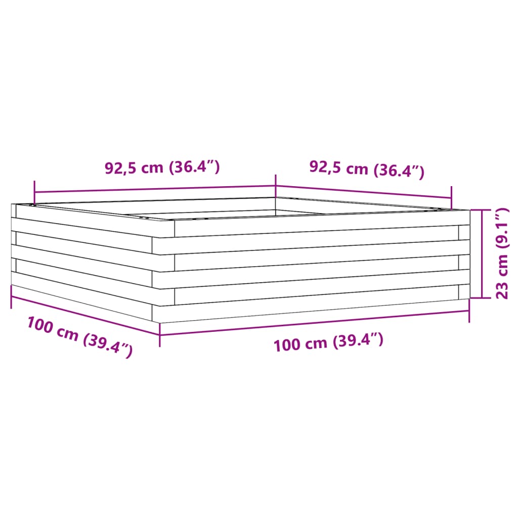 plantekasse 100x100x23 cm massivt douglasgran
