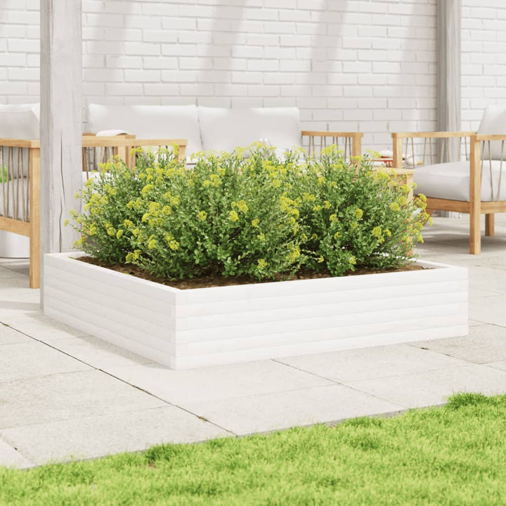 plantekasse 110x110x23 cm massivt fyrretræ hvid