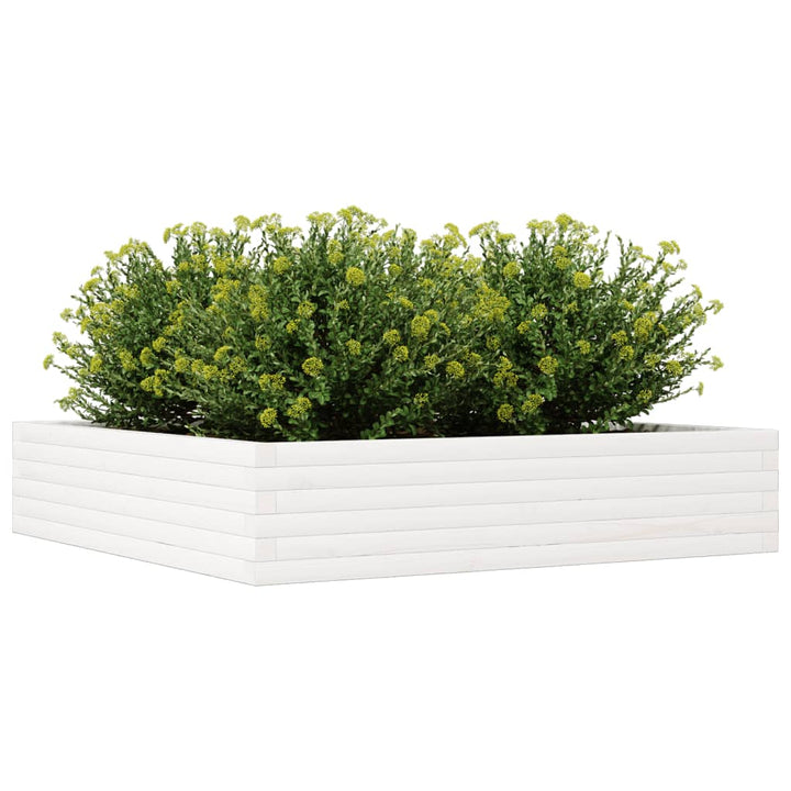 plantekasse 110x110x23 cm massivt fyrretræ hvid