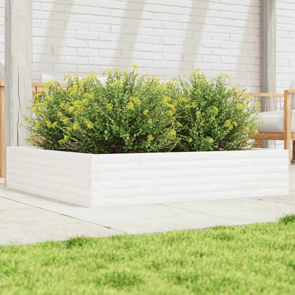 plantekasse 110x110x23 cm massivt fyrretræ hvid