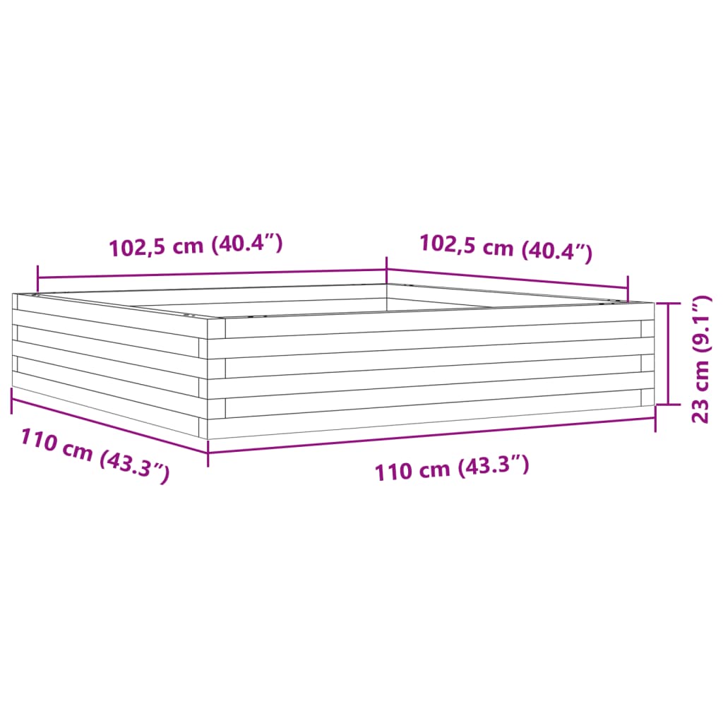plantekasse 110x110x23 cm massivt douglasgran