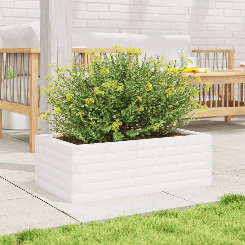 plantekasse 70x40x23 cm massivt fyrretræ hvid