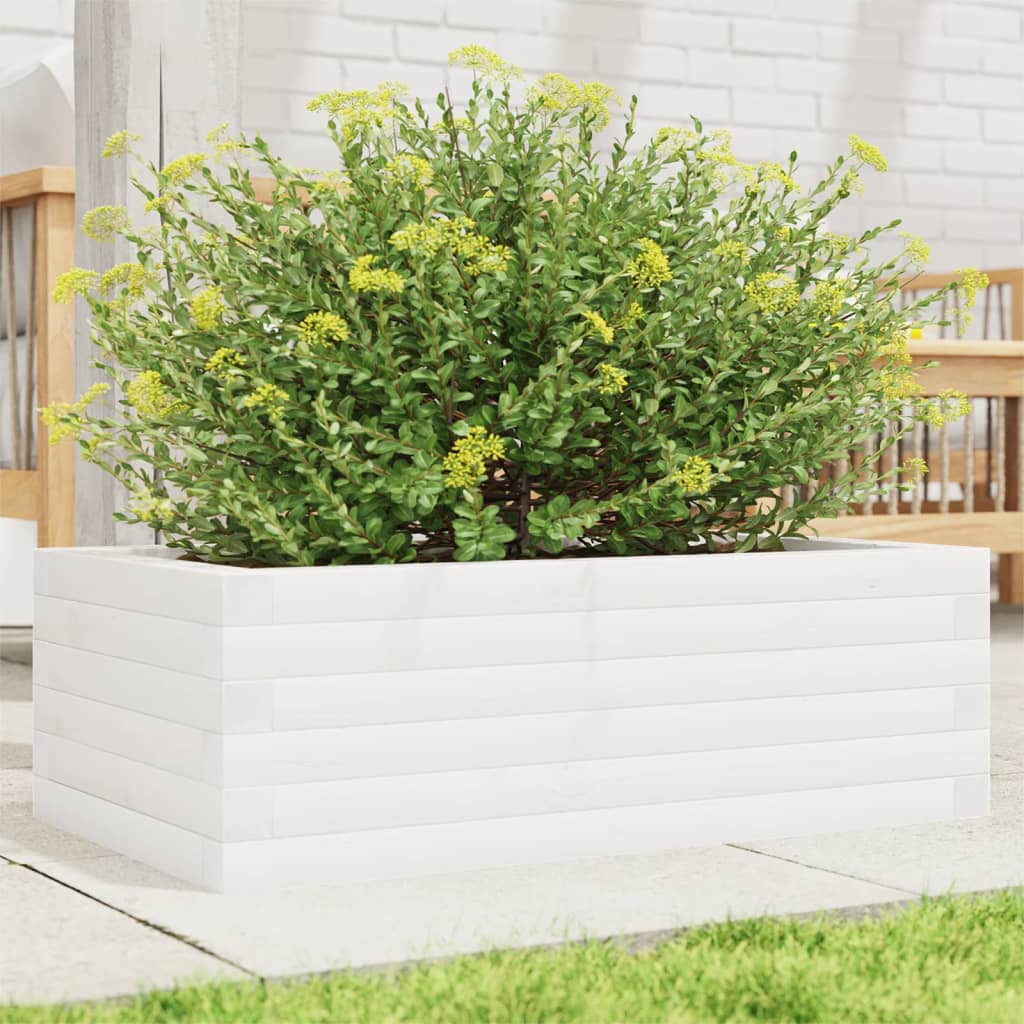 plantekasse 70x40x23 cm massivt fyrretræ hvid