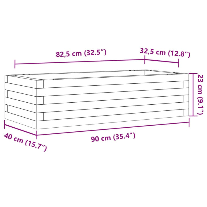 plantekasse 90x40x23 cm massivt fyrretræ gyldenbrun