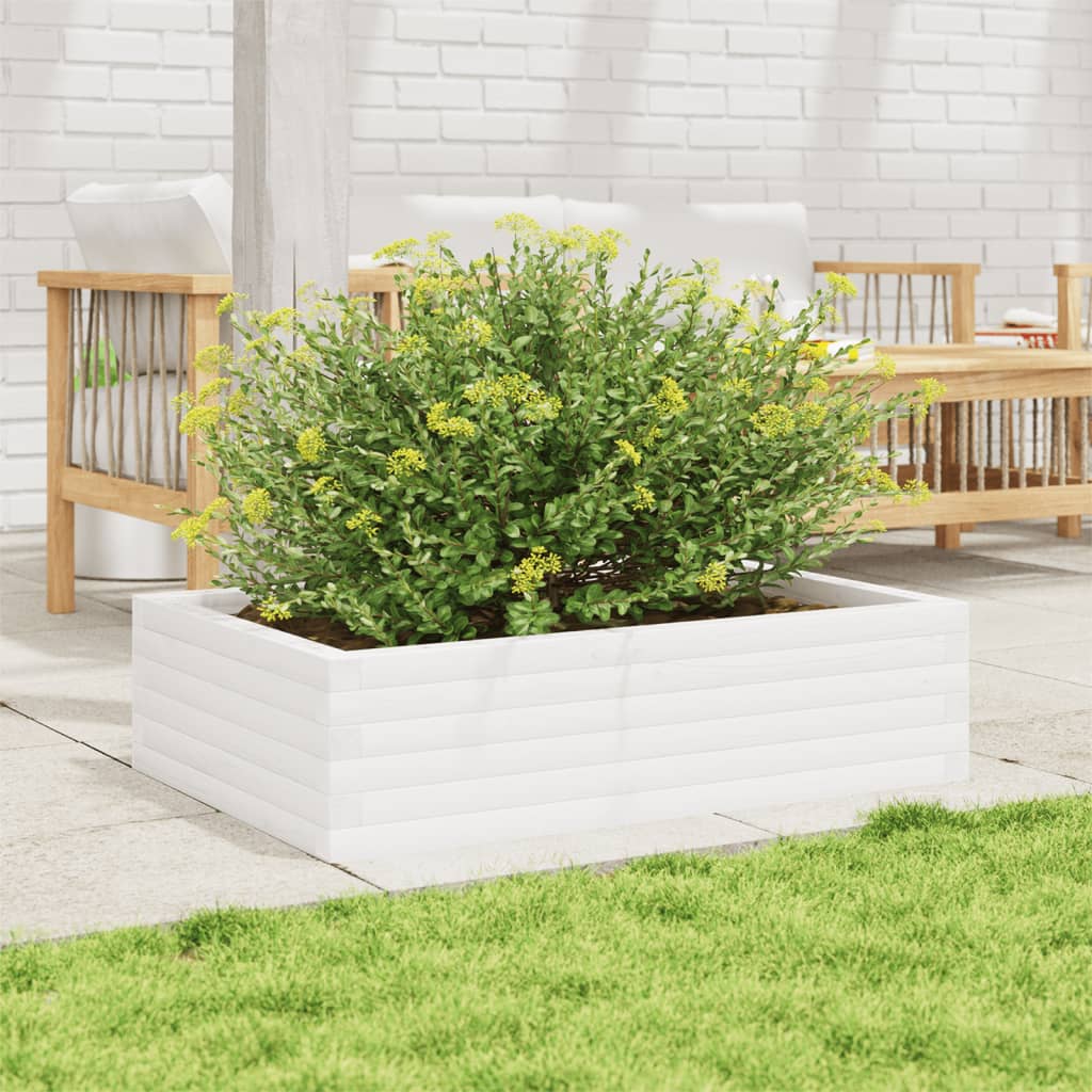 plantekasse 90x60x23 cm massivt fyrretræ hvid