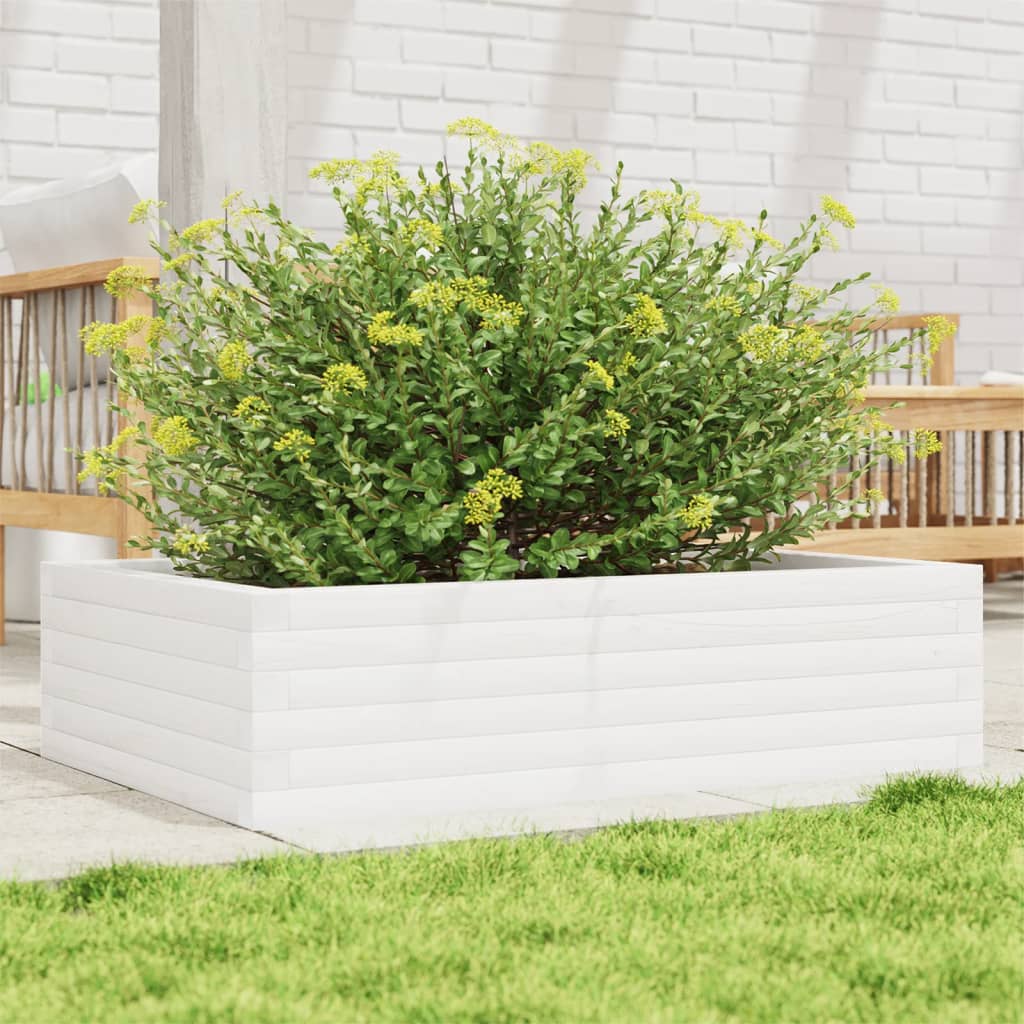 plantekasse 90x60x23 cm massivt fyrretræ hvid