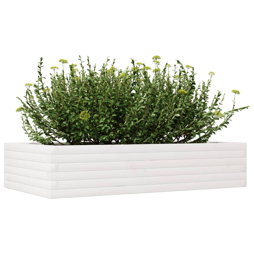 plantekasse 110x60x23 cm massivt fyrretræ hvid