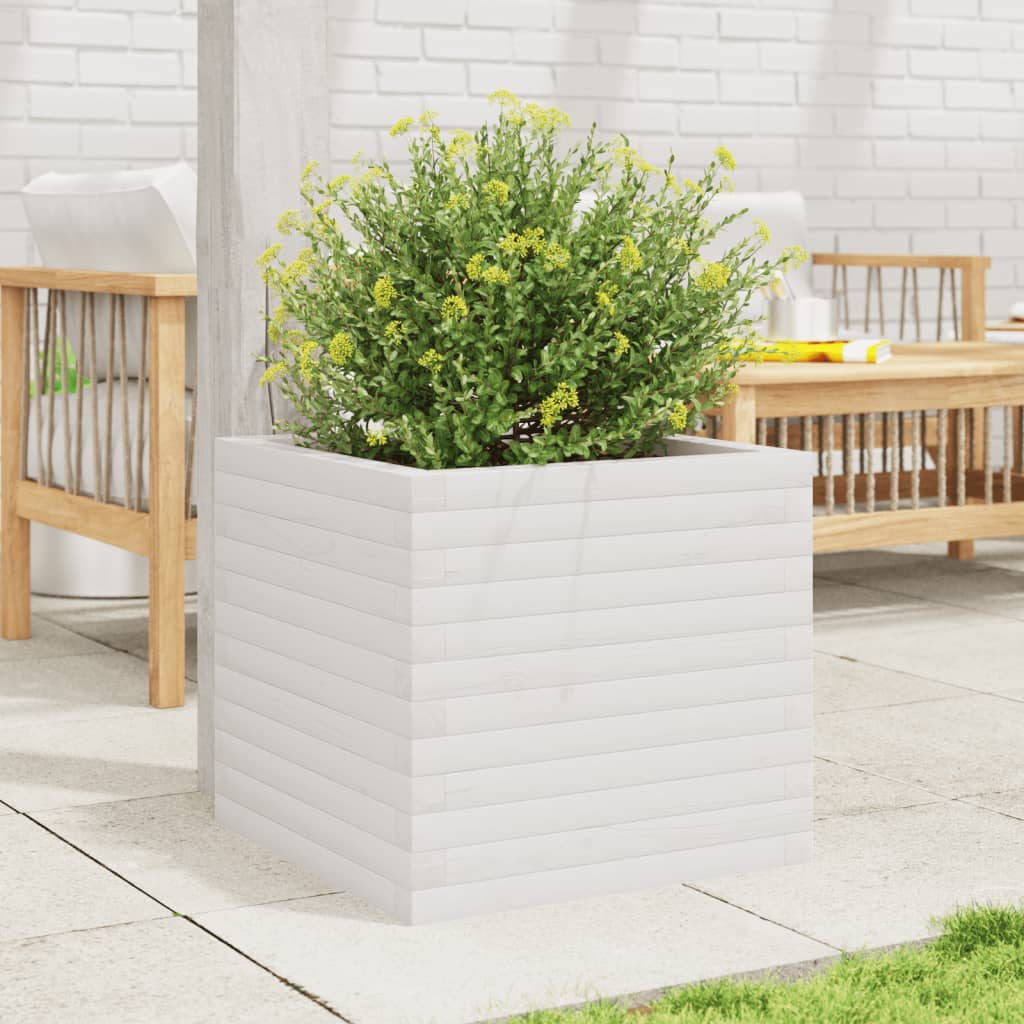 plantekasse 50x50x45,5 cm massivt fyrretræ hvid