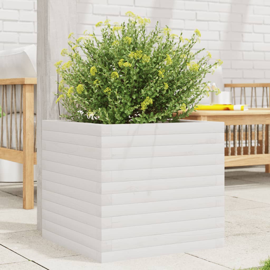 plantekasse 50x50x45,5 cm massivt fyrretræ hvid
