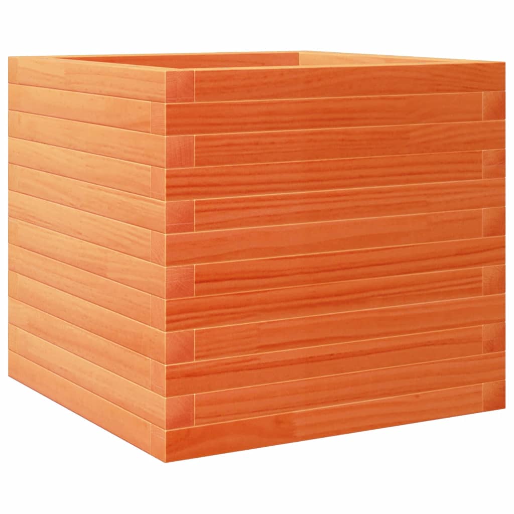 plantekasse 50x50x45,5 cm massivt fyrretræ gyldenbrun