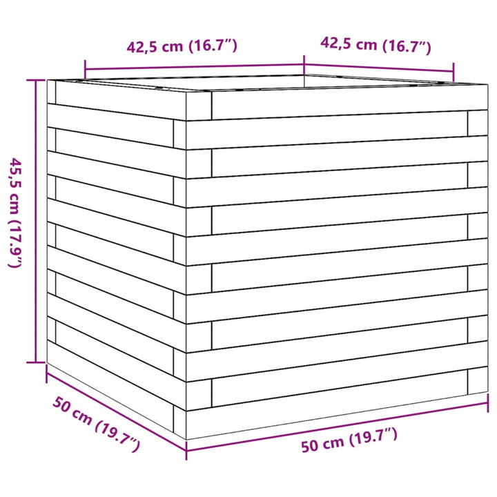 plantekasse 50x50x45,5 cm massivt fyrretræ gyldenbrun