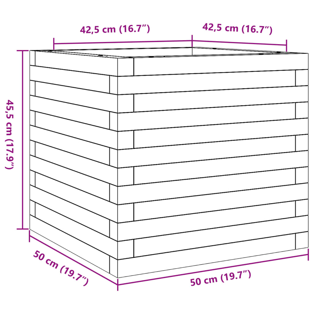 plantekasse 50x50x45,5 cm imprægneret fyrretræ