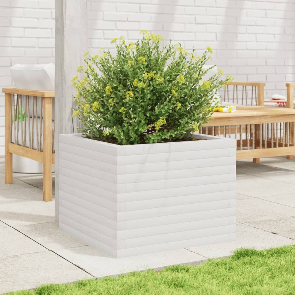plantekasse 60x60x45,5 cm massivt fyrretræ hvid