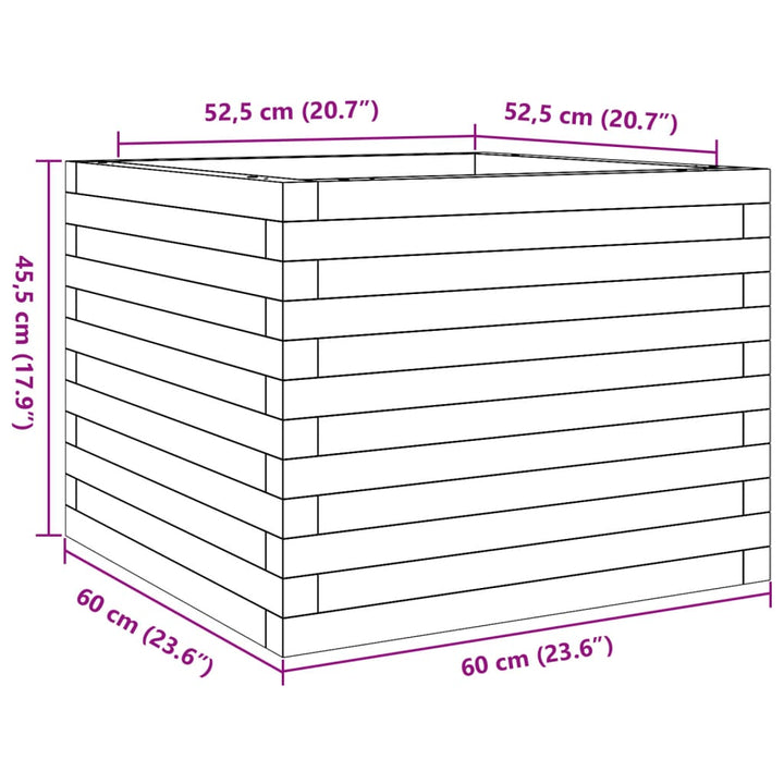 plantekasse 60x60x45,5 cm massivt fyrretræ gyldenbrun