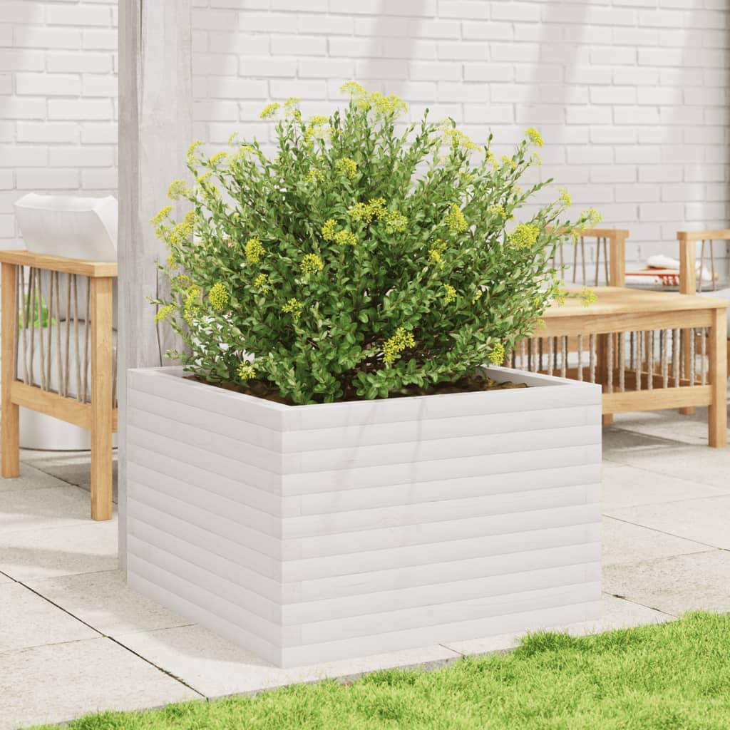 plantekasse 70x70x45,5 cm massivt fyrretræ hvid