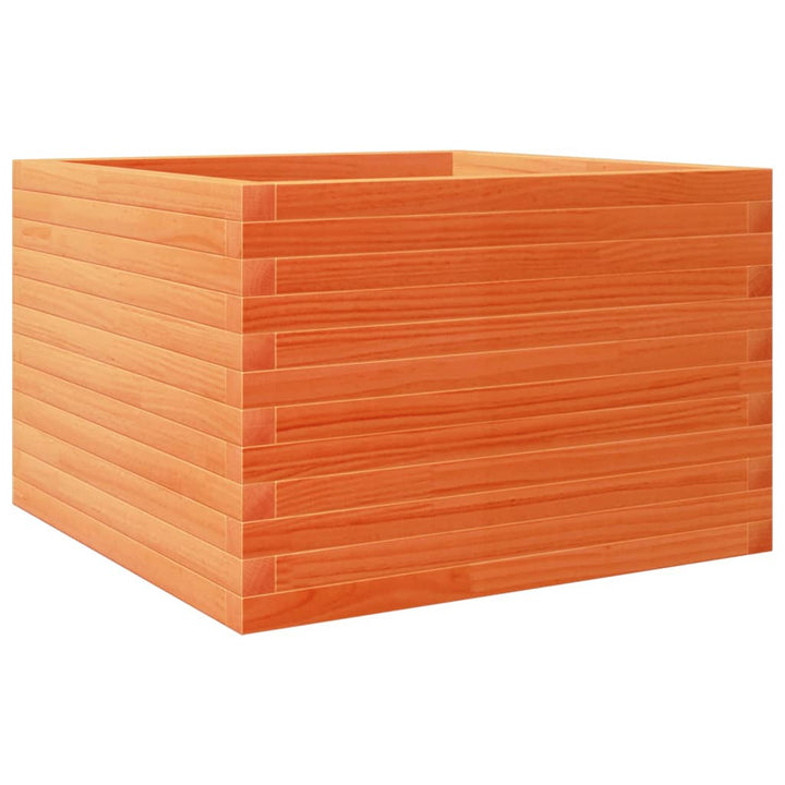 plantekasse 70x70x45,5 cm massivt fyrretræ gyldenbrun