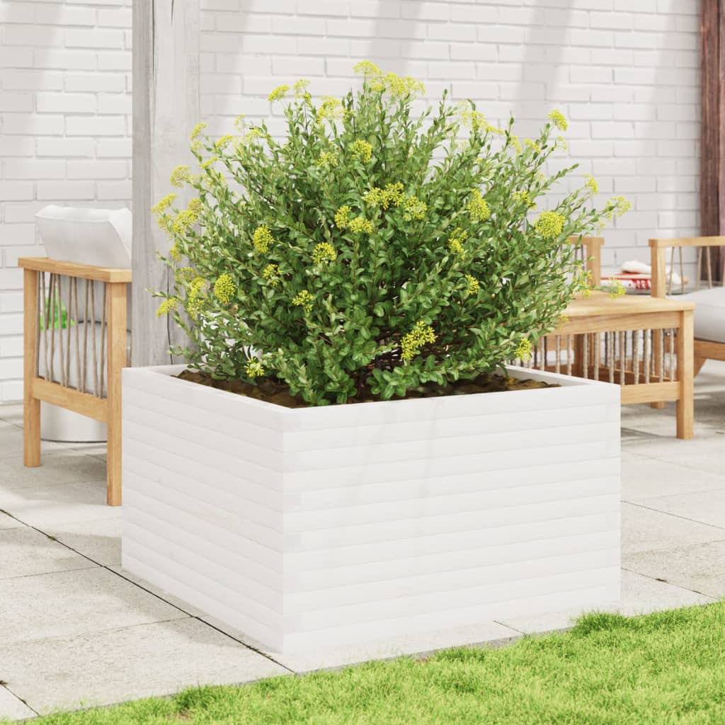plantekasse 80x80x45,5 cm massivt fyrretræ hvid