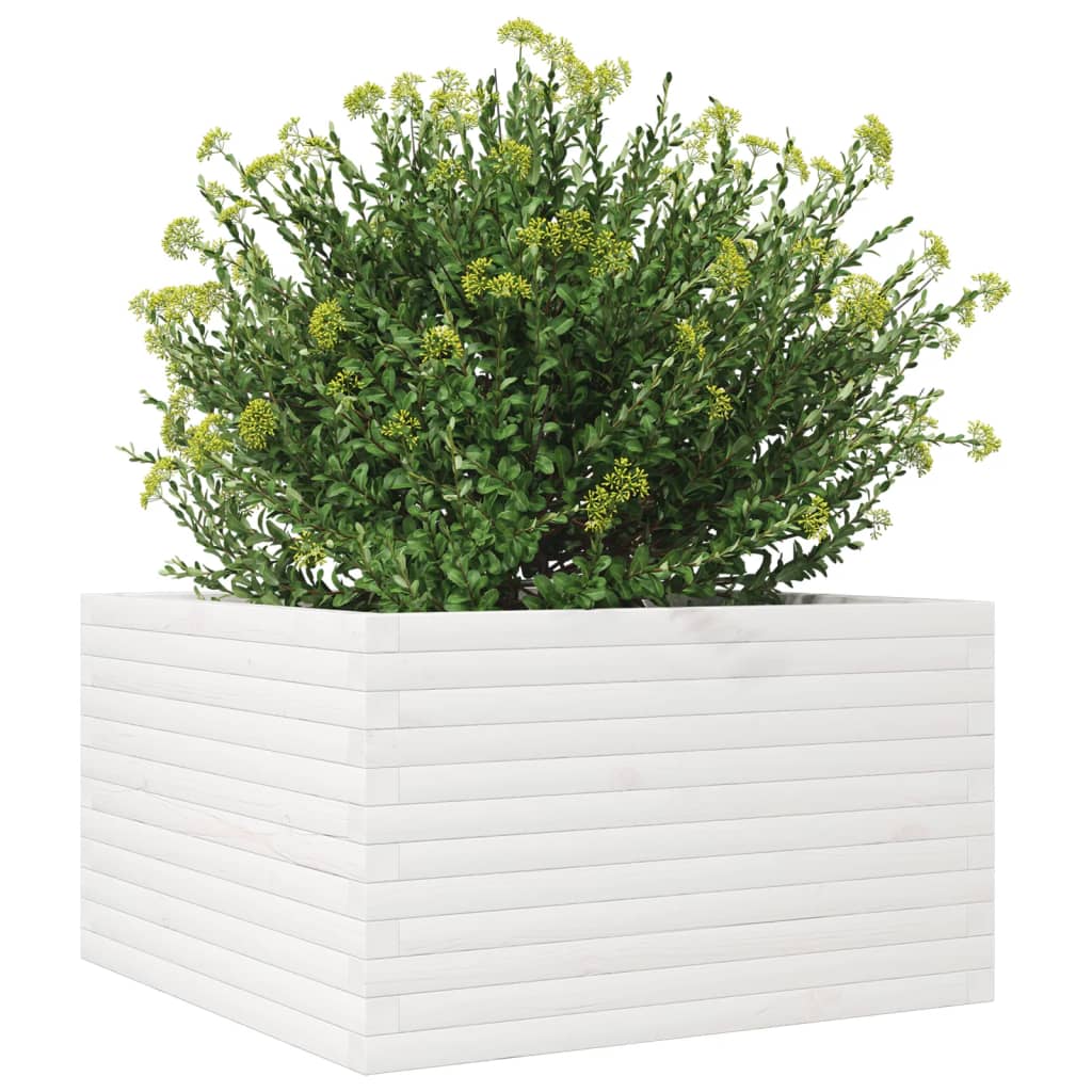 plantekasse 80x80x45,5 cm massivt fyrretræ hvid