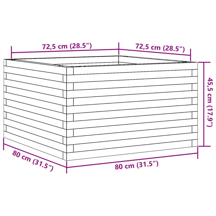 plantekasse 80x80x45,5 cm massivt fyrretræ gyldenbrun