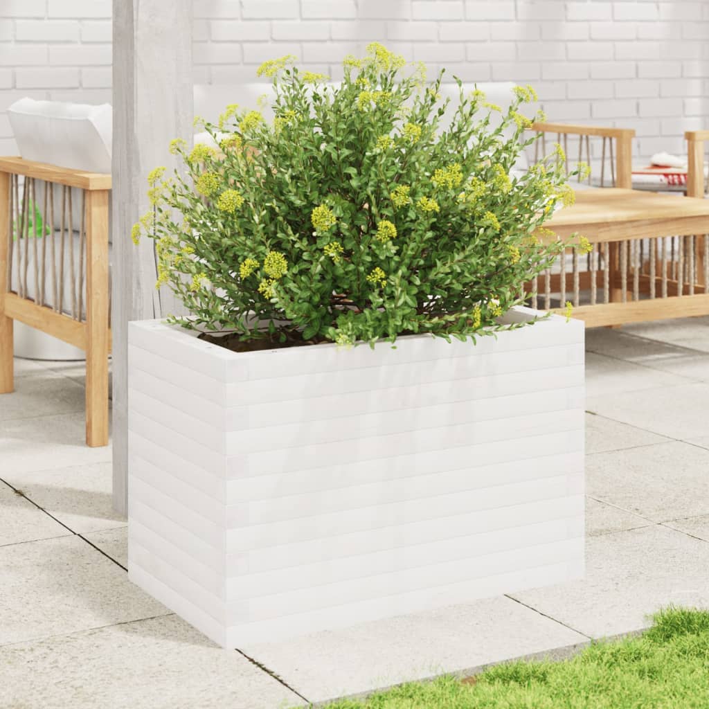 plantekasse 70x40x45,5 cm massivt fyrretræ hvid