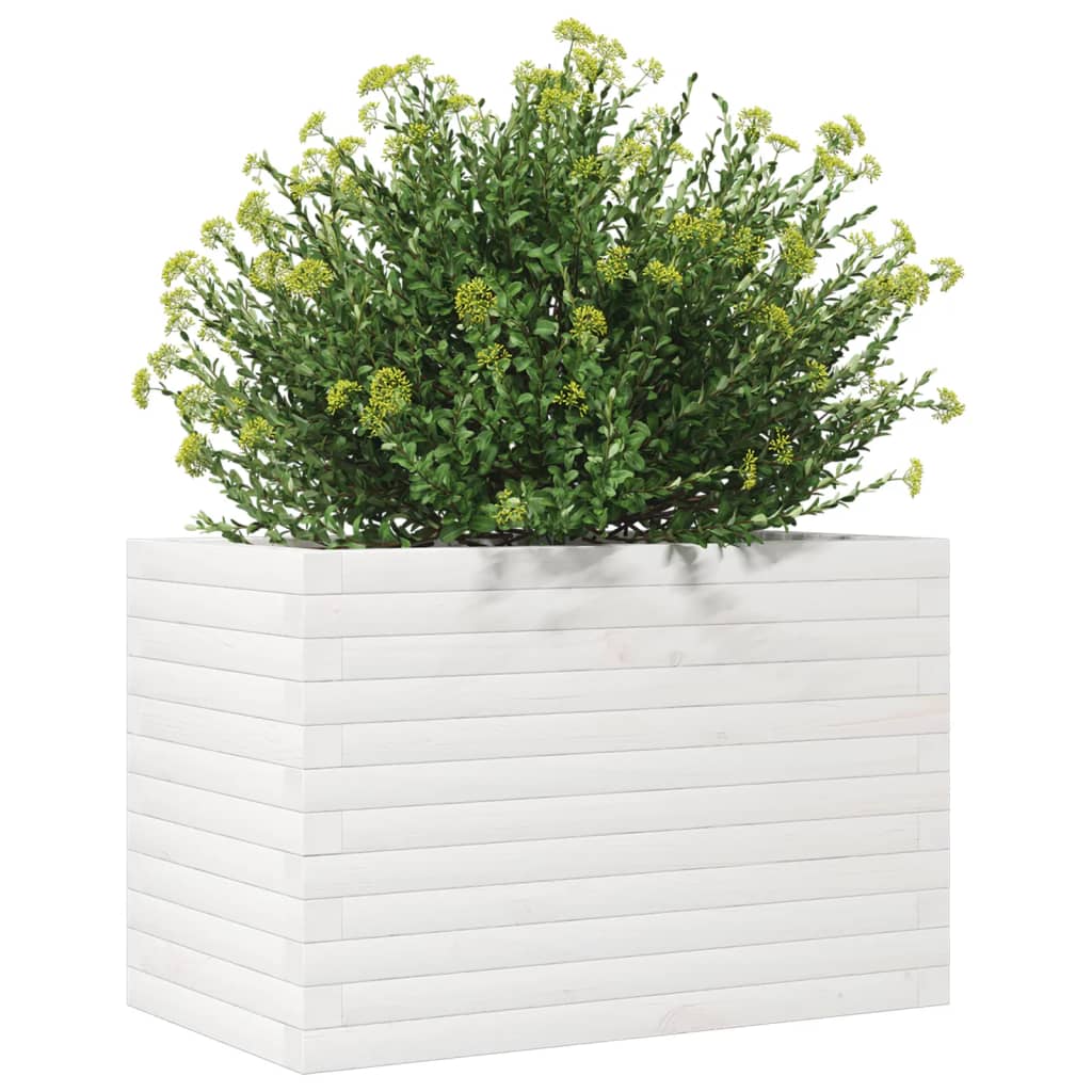 plantekasse 70x40x45,5 cm massivt fyrretræ hvid
