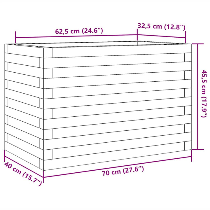 plantekasse 70x40x45,5 cm massivt fyrretræ gyldenbrun