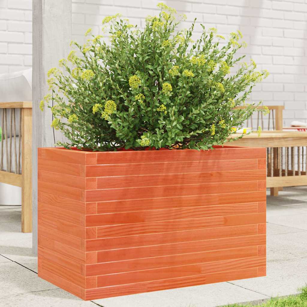 plantekasse 70x40x45,5 cm massivt fyrretræ gyldenbrun