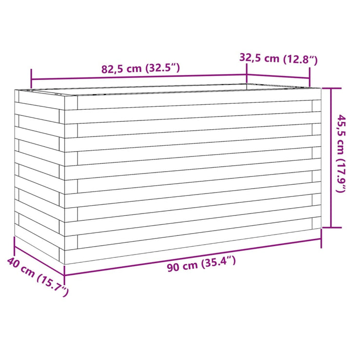 plantekasse 90x40x45,5 cm massivt fyrretræ