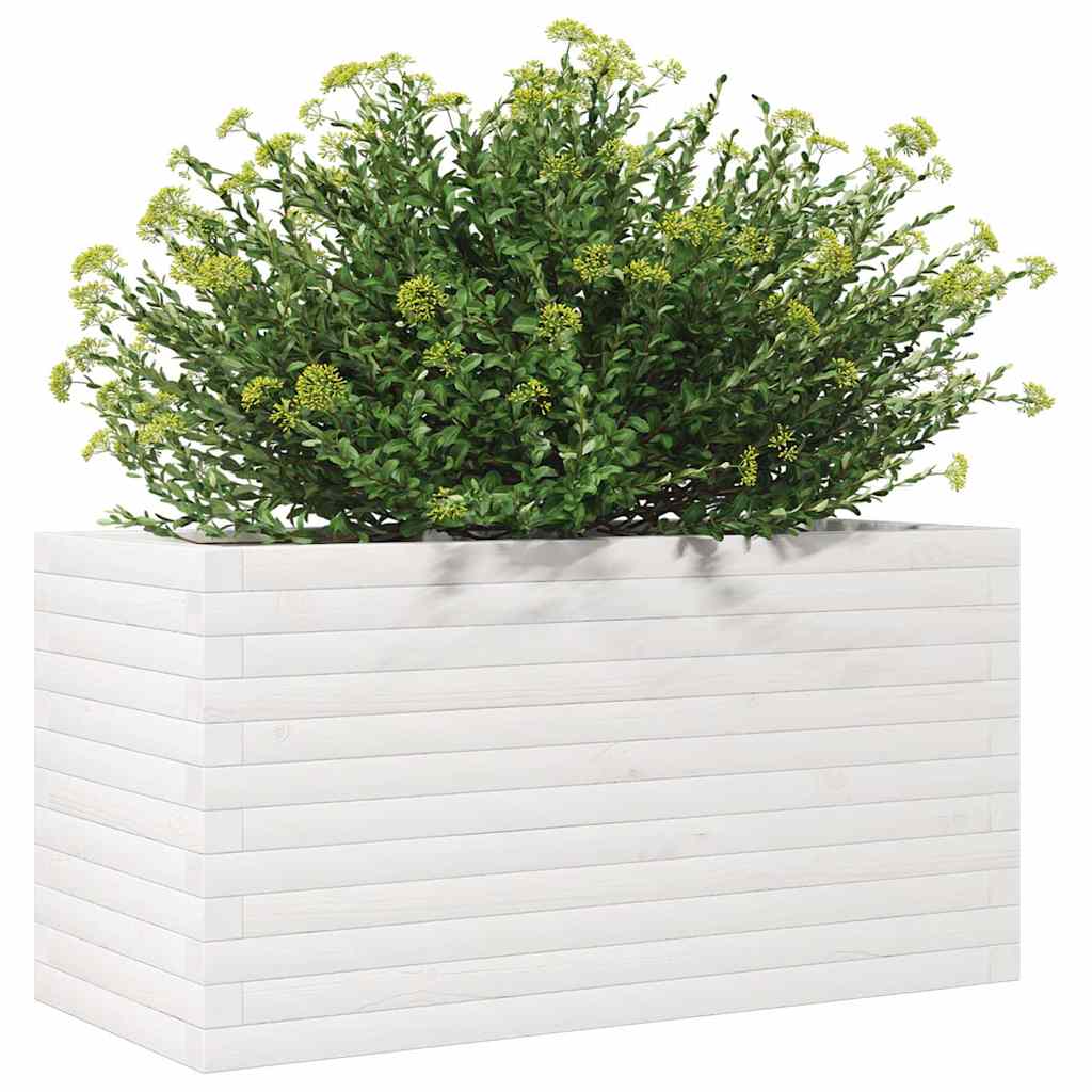 plantekasse 90x40x45,5 cm massivt fyrretræ hvid