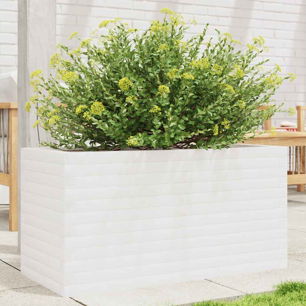 plantekasse 90x40x45,5 cm massivt fyrretræ hvid