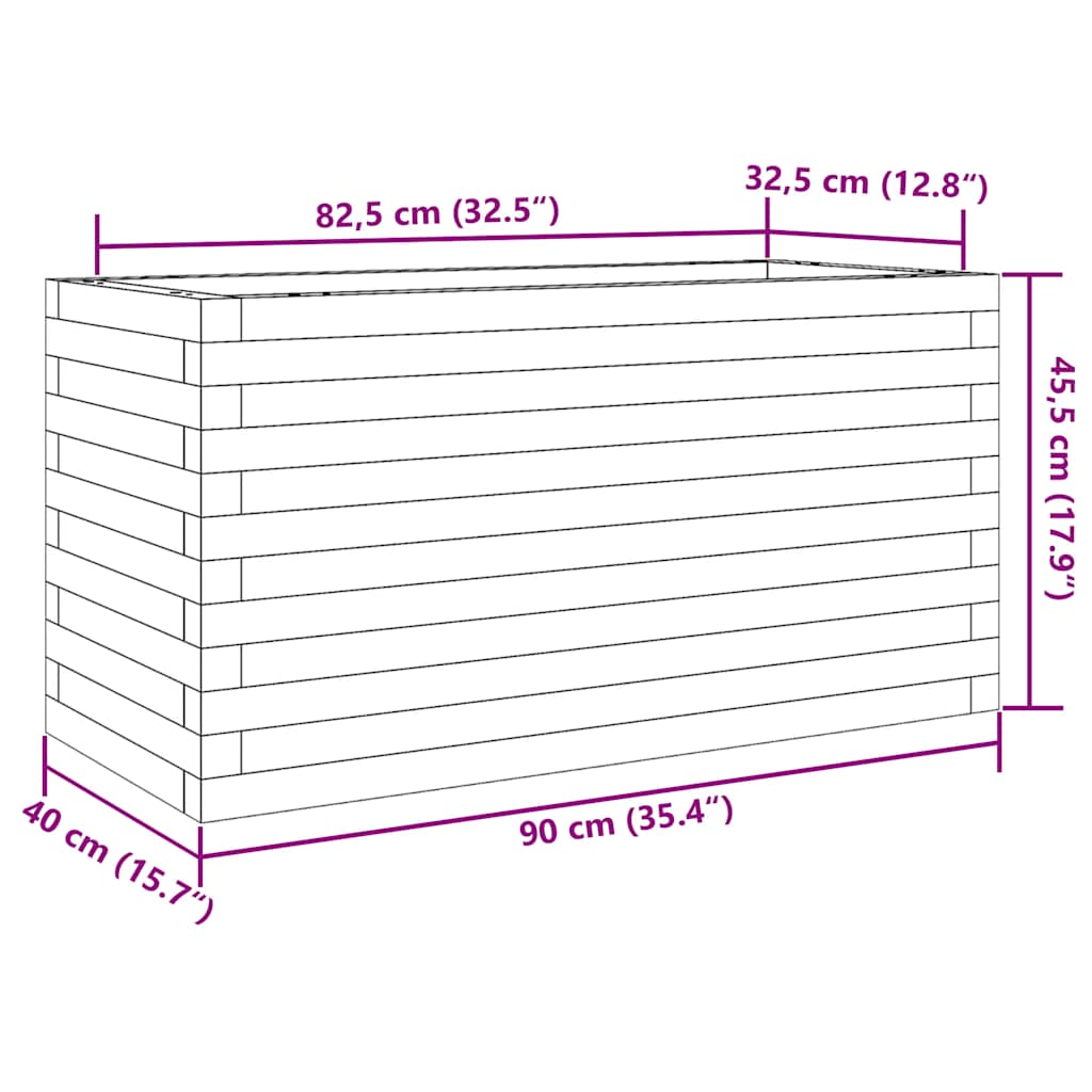 plantekasse 90x40x45,5 cm massivt fyrretræ gyldenbrun