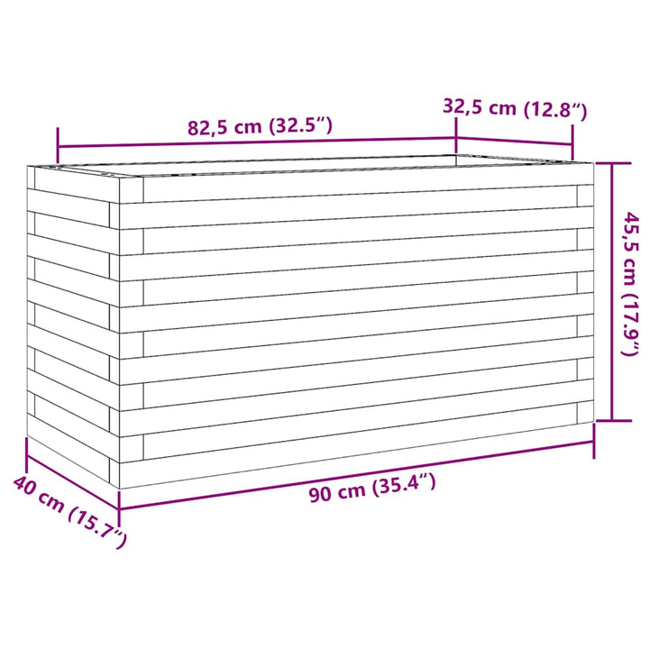 plantekasse 90x40x45,5 cm massivt fyrretræ gyldenbrun