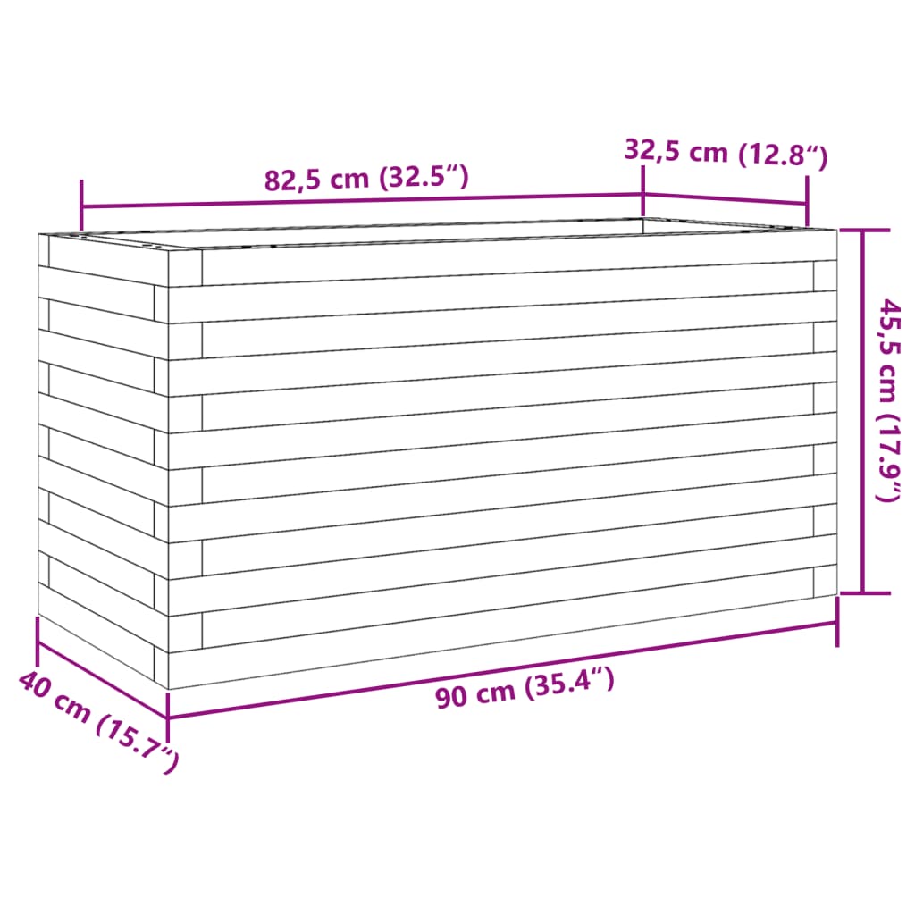 plantekasse 90x40x45,5 cm massivt douglasgran