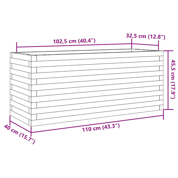 plantekasse 110x40x45,5 cm massivt fyrretræ gyldenbrun