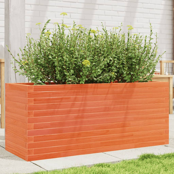plantekasse 110x40x45,5 cm massivt fyrretræ gyldenbrun