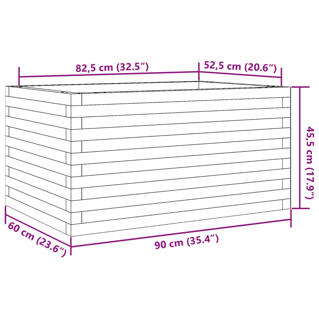 plantekasse 90x60x45,5 cm massivt fyrretræ