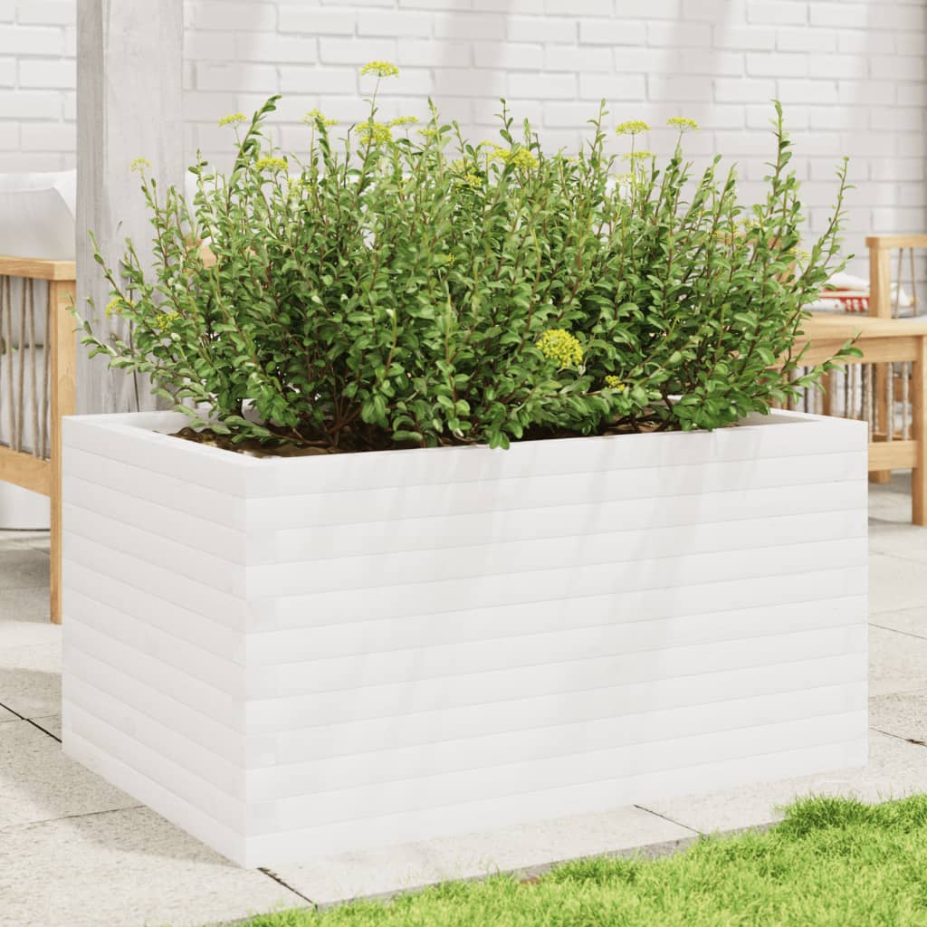 plantekasse 90x60x45,5 cm massivt fyrretræ hvid