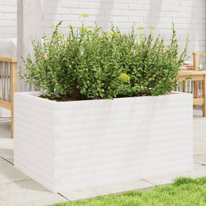plantekasse 90x60x45,5 cm massivt fyrretræ hvid
